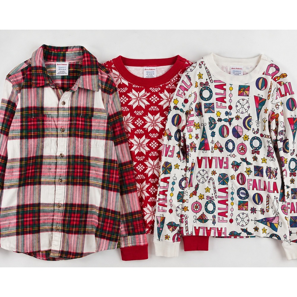 Hanna Andersson Girls 10 Christmas‎ Pajama Bundle 3 Organic Cotton Tops